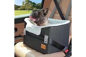 Persure Dog Car Seats for Small Dogs, Puppy Stable Pet Car Seat for Car with Clip-On Leash, Fleece Liner Perfect for Small Pets Up to 25lbs, Black