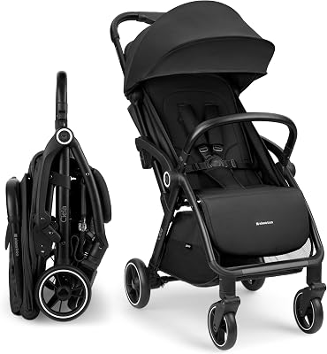 KikkaBoo Buggy Kinderwagen Reisebuggy CIELA, Bis 22 kg, Leicht (7,1 kg), One-Hand-Faltbar, Atmungsaktiv & Wasserabweisend, Inkl. Regenschutz, Schwarz