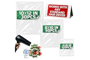 PALAYOU 200Pcs Heat Shrink Wrap Bags – 3 Sizes 4x6" (120) 8x10" (50) 10x12" (30) Clear PVC Plastic – Compatible with Any Heat Gun or Hair Dryer at Medium Temperature – Great for Wrapping DIY Crafts and Gifts