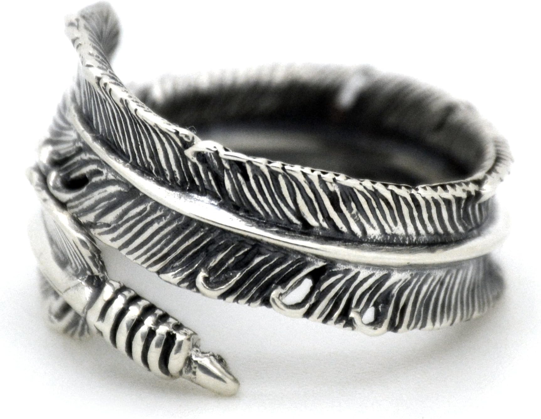 Feather Ring Made of 925 Sterling Silver Adjustable in a Unique Design