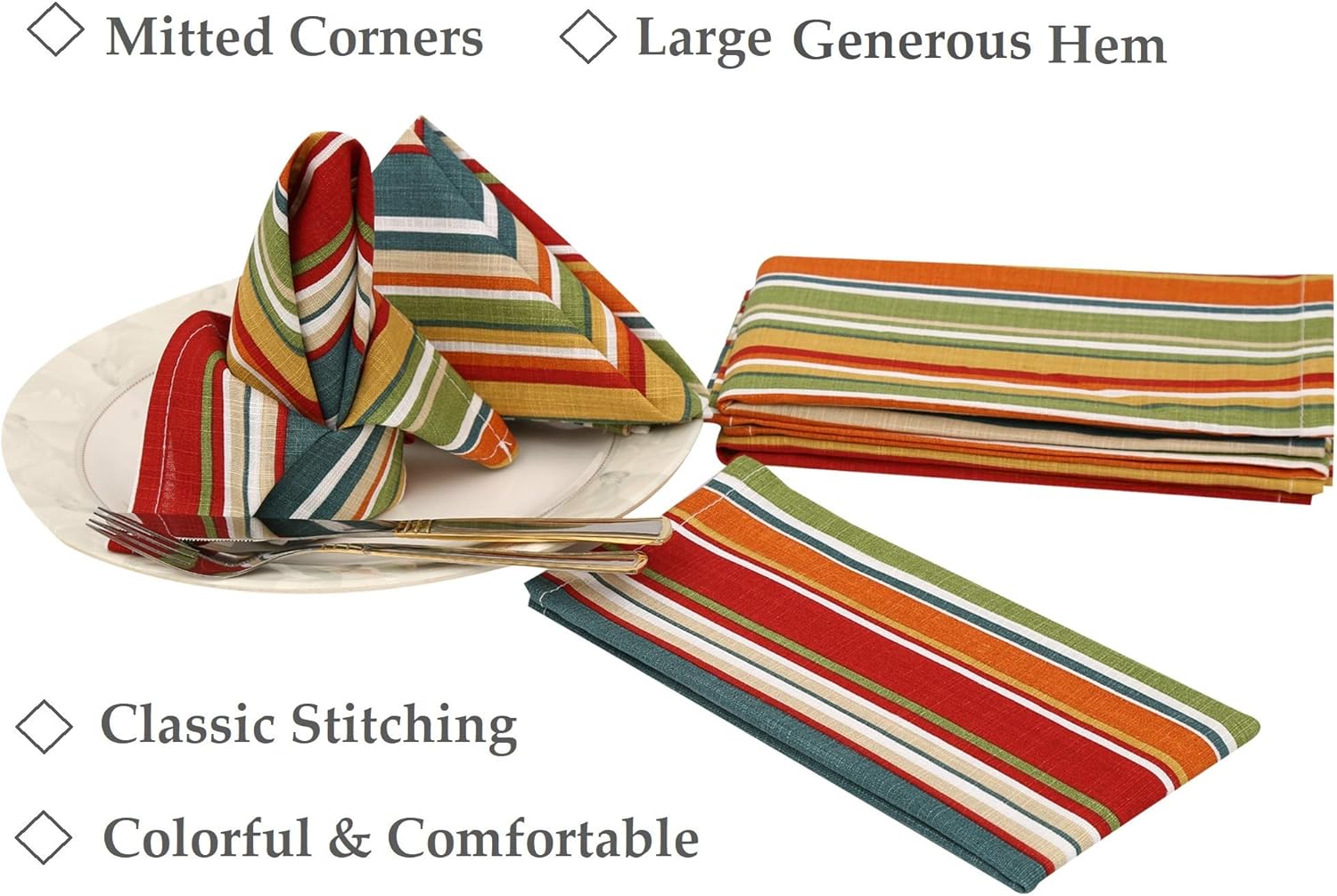Ruvanti Table Cloth Napkins 6 Pack(100% Cotton 18" X 18") Dinner Napkins,Soft & Comfortable Cotton Napkins. Multi Color Luxurious Linen Napkins/Fabric Napkins for Christmas/Thanksgiving Dinners.: Home & Kitchen