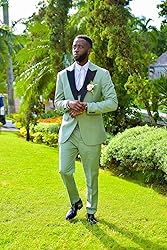 TIJOFA Navy Blue 3 Piece Suits for Men Slim Fit Big