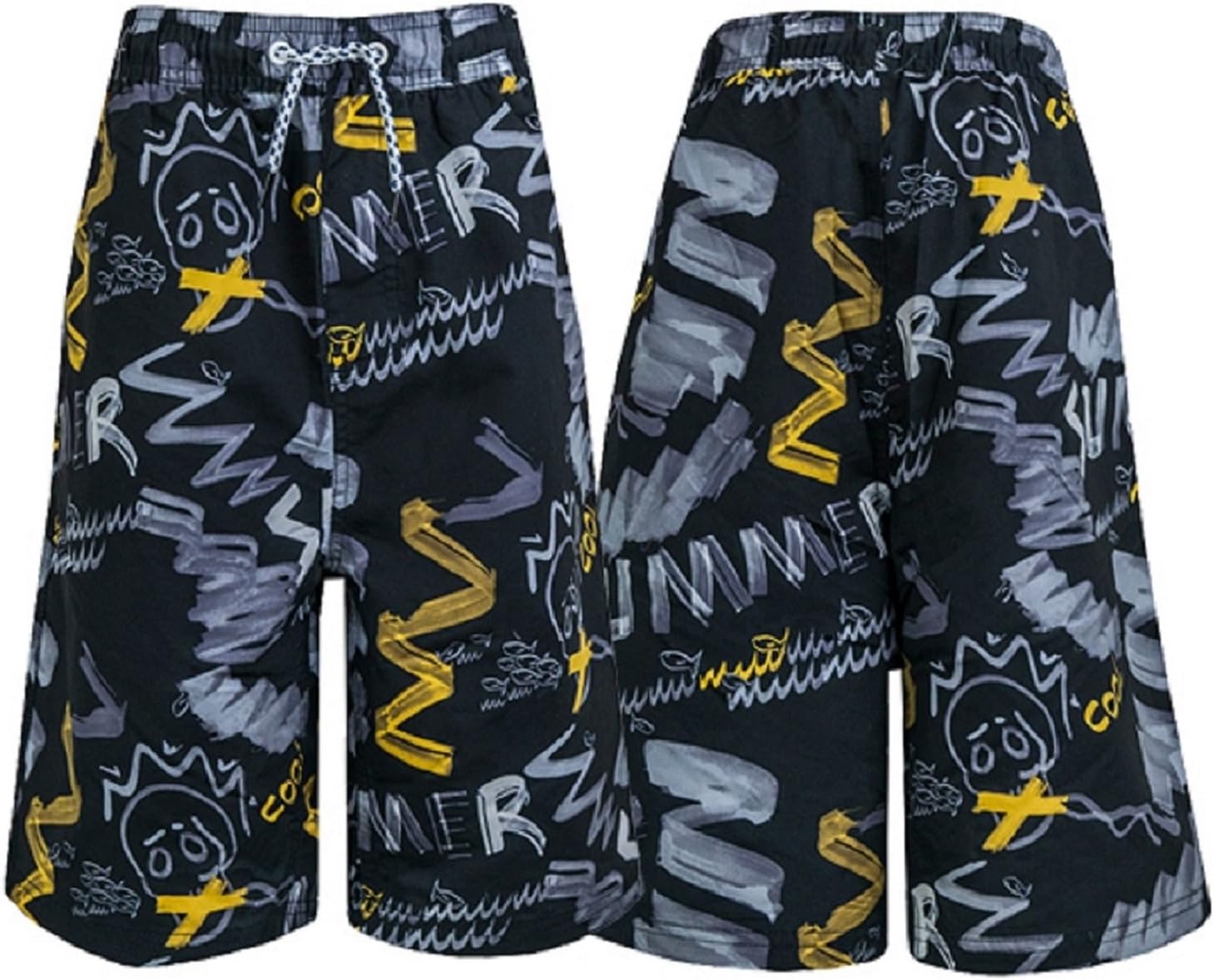 LC WAIKIKI Boys Kids Long Board Knee Length Swim Shorts Swim Trunks Wear 9-18 Years Blue Grey Black White Printed