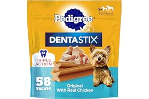 Pedigree Dentastix Small and Toy Breed Dog Treats, Original with Real Chicken, 14 oz. Bag (58 Treats)