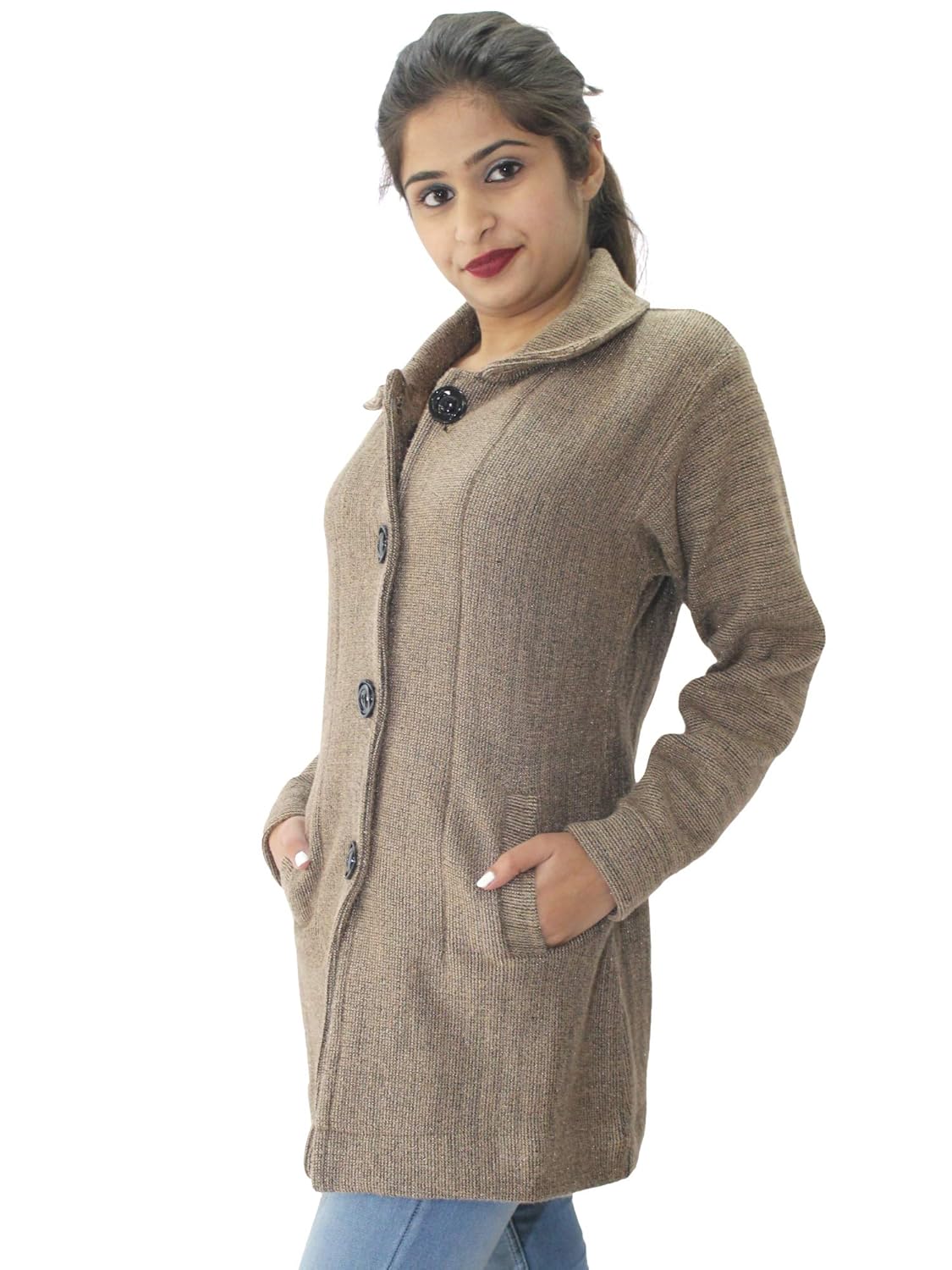 hautemoda women's wool buttoned cardigan (ad04caz11gy_grey)