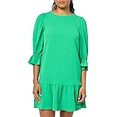 DKNY womens Balloon Sleeve Ruffle Hem Dress