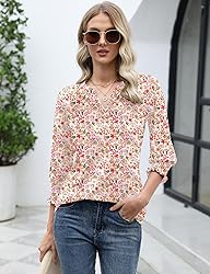 LOMON Elbow Length Tops for Women 3/4 Womens Dressy