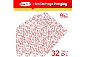SINFUO Damage Free Adhesive Strips for Frame, 32 XX-Large Picture Hanging Strips Refill, Removable Picture Hanger for Poster，Double Sided Tape Wall Sticky Heavy Duty Variety Pack