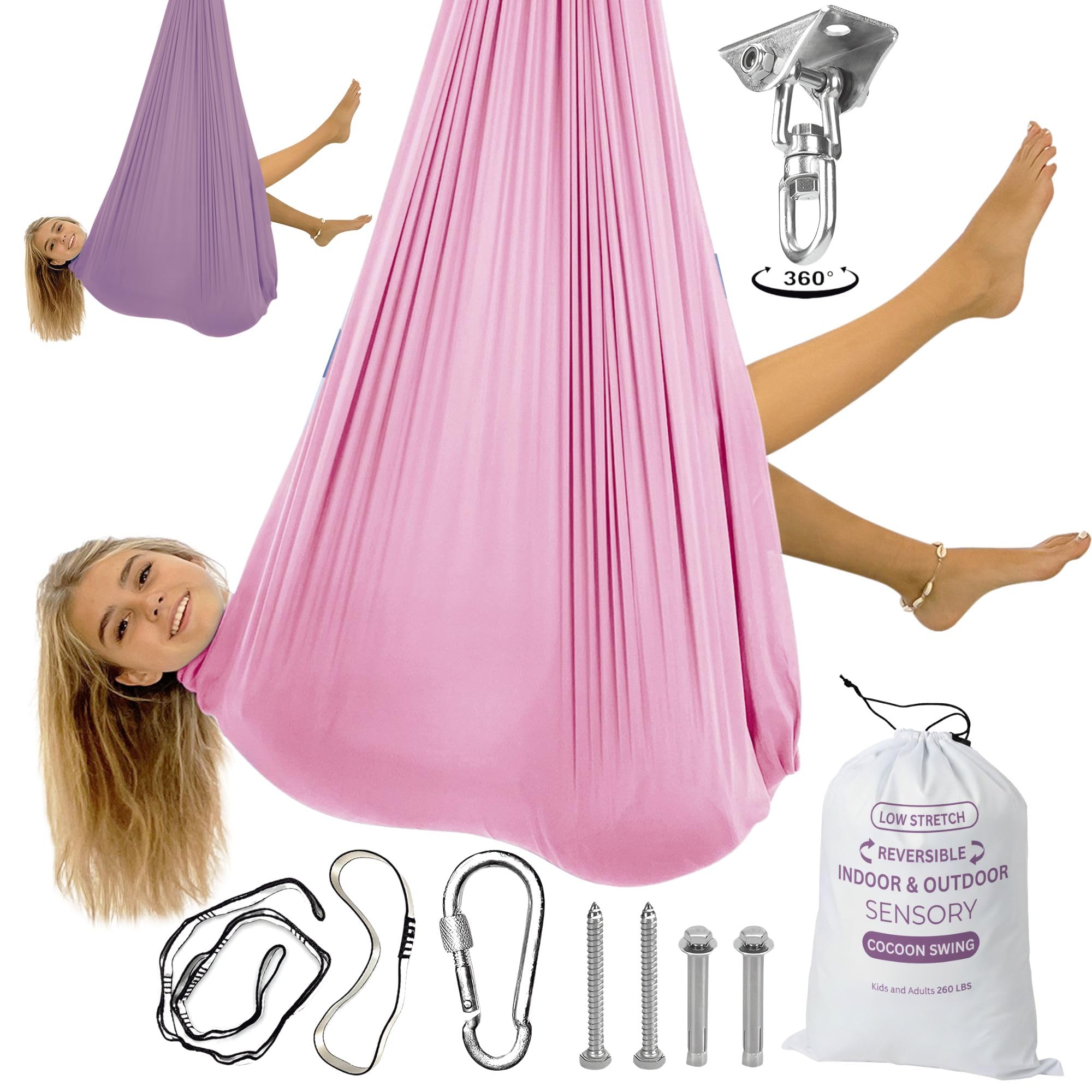 Photo 1 of Bradoro Double Layer Reversible Sensory Swing | Outdoor and Indoor Swing for Kids and Adults Up to 260 lbs | Autism Cocoon Swing | Kids Sensory Swing Indoor | ADHD