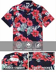 COOFANDY Mens Summer Beach Shirts Hawaiian Tropical