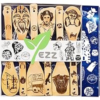 Cartoons Burned Wooden Spoons Utensil Set, Gift Idea Cooking Serving Utensils Kitchenware Warming Presents Cookware Gifts for