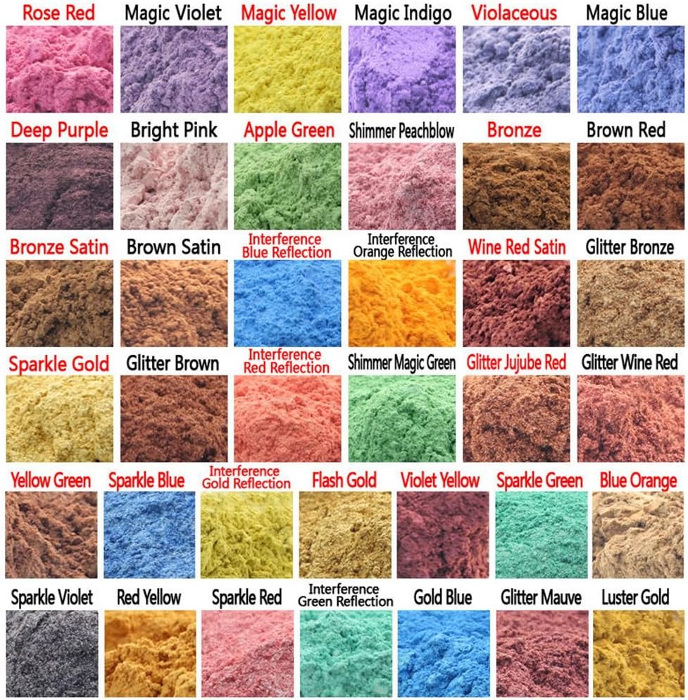 380g Cosmetic Grade Natural Mica Powder Pigment Soap Candle Colorant Dye (10g each, 38 Colors)