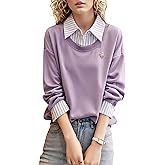 LAI MENG FIVE CATS Women's Casual Blouses Long Sleeve Elegant Shirt Patchwork Stripe Blouse Top