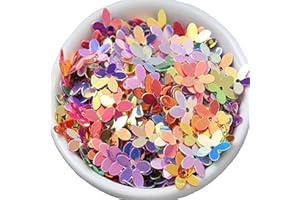 Carykon 3200pcs of 10mm Five Leaf Flower Glitters in 18 Colors Mixed Packaging, Flower Glitters Crafts