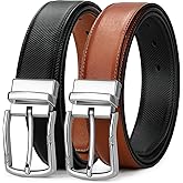 ITIEZY Reversible Belt for Men 1 Piece - 35mm Double Sided Mens Belt Leather for Dress Casual - Trim to Fit for Elegant Style