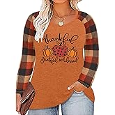 Plus Size Thanksgiving Shirts for Women Thankful Grateful Blessed Shirt Leopard Pumpkin Tshirt Fall Shirt