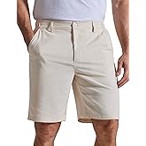 COOFANDY Mens Casual Shorts 9" Flat Front Elastic Waist Linen Dress Shorts Lightweight Summer Outfits with Pockets