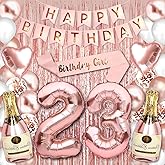 23rd Birthday Party Decorations Rose Gold Supplies Big Set for Women with Birthday Banner and "23" Digit Balloon for Her Including Latex and Confetti Balloons