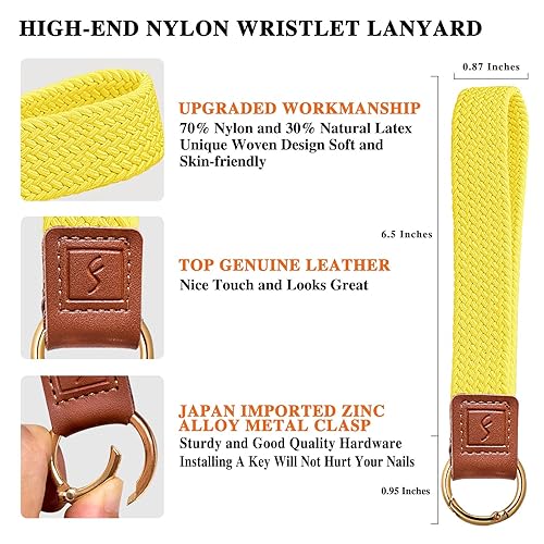 Fishent Stretchy Key Chain, Cute Keychain Wristlet, Woven Wrist