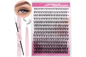 FADLASH DIY 20D Eyelash Extension Kit Individual Lashes Cluster 0.07D Curl Lash Extension Kit with Lash Bond and Seal and Las