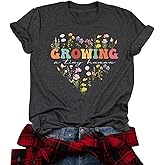 Growing A Tiny Human Pregnancy Announcement Shirt Women Letter Print Pregnant Mom Tee Tops Vintage Wildflower Shirt Top