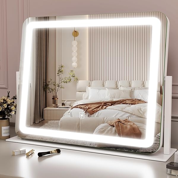 ROLOVE 22X17 INCH LIGHTED VANITY MIRROR WITH DIMMABLE...