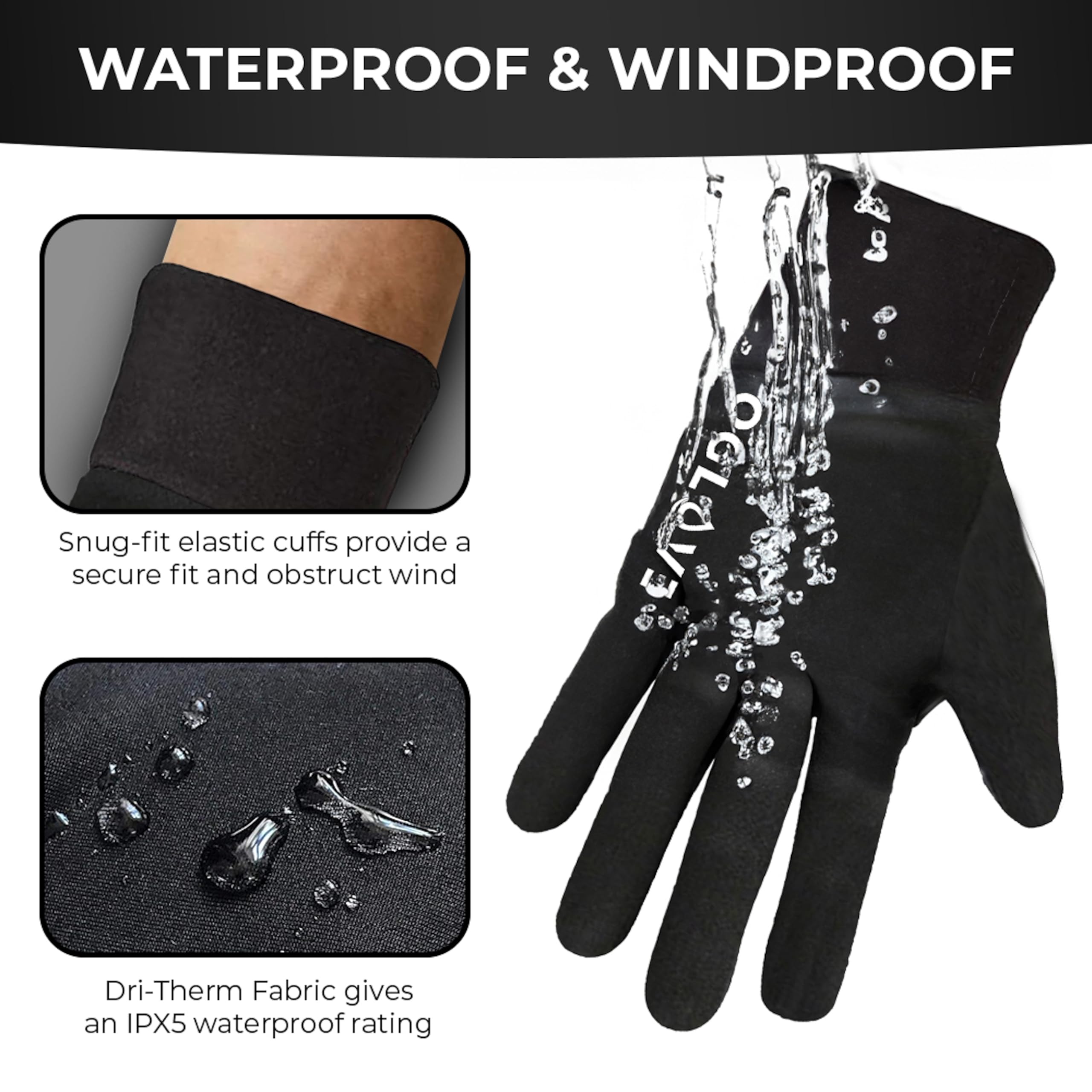 OGLOVE Waterproof Thermal Sports Gloves, Touchscreen Sensitive Field Gloves for Football, Rugby, Running, Mountain Biking, Cycling and More, Adult Medium