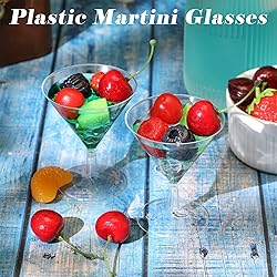 Yinkin 50 Pcs 2 oz Plastic Martini Glasses
