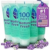 Bergman Kelly - Travel Size 2 in 1 Shampoo & Conditioner - 1 fl oz, 100 PK, Nature Fresh - Delight Your Guests w/Refreshing & Soothing Shampoo Amenities - Small Hotel Toiletries in Bulk