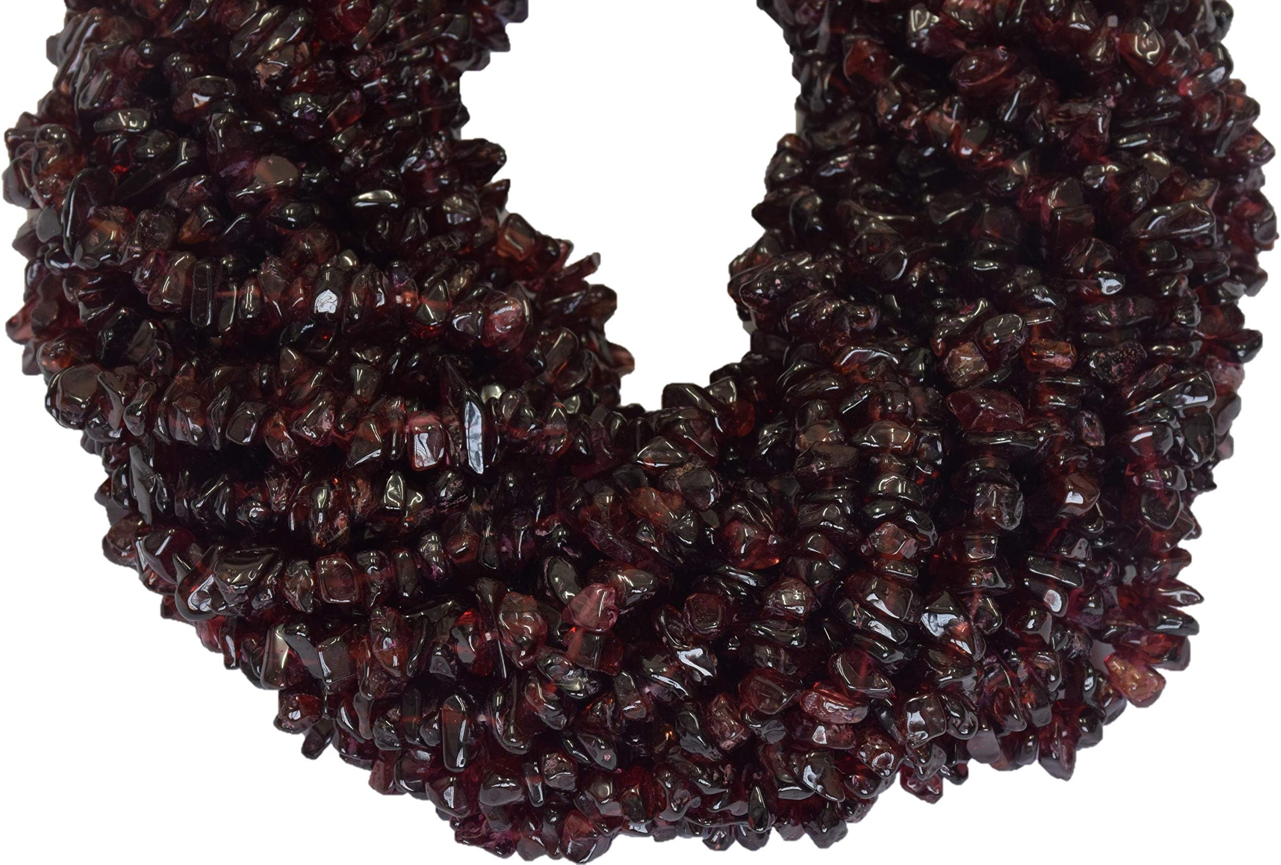 ShreeCrystalsBeads Orrisa Garnet Natural Stone Gemstone Chips Loose Beads for Jewelry Making, Garnet Chips, 2 Strands Each of 34" Length