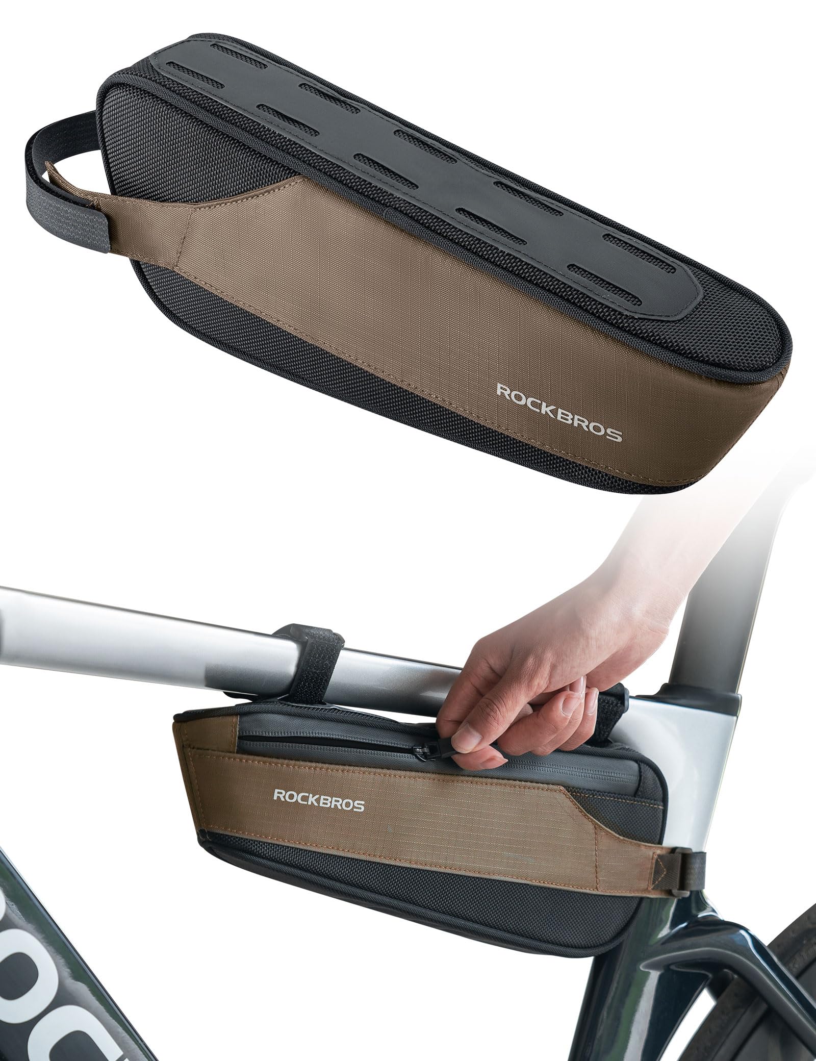 ROCKBROS Bicycle Bag Reflective Bike Frame Bag Tool Pack Bicycle Accessories 1.4L for Mountain Racing and Gravel Bikes