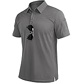 Alimens & Gentle Mens Polo Shirt Short Sleeve Tactical Dry Fit Golf Shirts Stretch Work Collared Tops Outdoor Sport Tennis