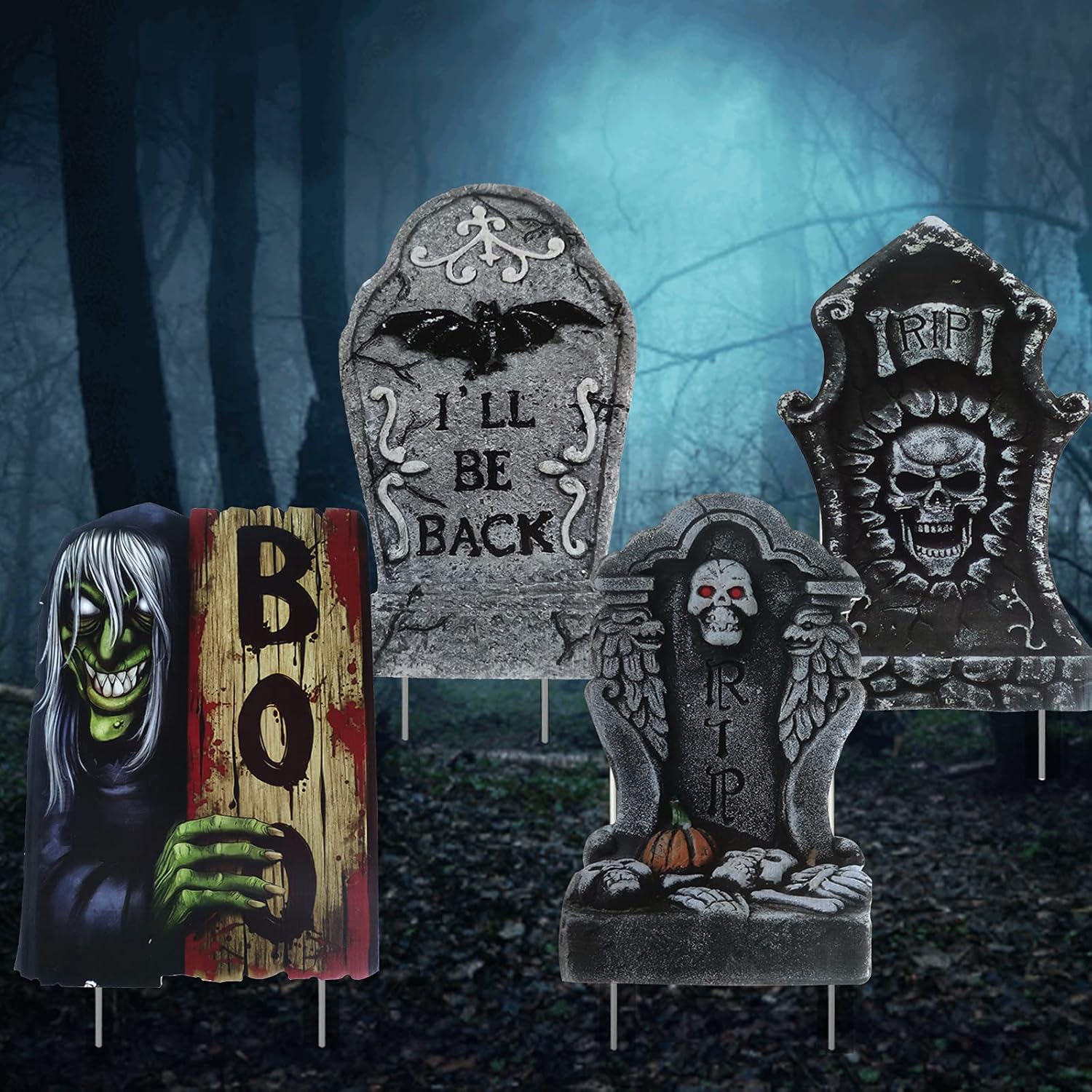 Yard Signs - Halloween Decorations Outdoor Tombstone Yard Signs - Scary Halloween headstones Yard Decorations for Cemetary Graveyard Rip Halloween Decorations Outside