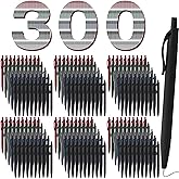 Resholder 300 Pack Black Pens Bulk Retractable No Bleed Click Black Ink Smooth Writing Ballpoint Pens for School Office Supplies, 1.0mm