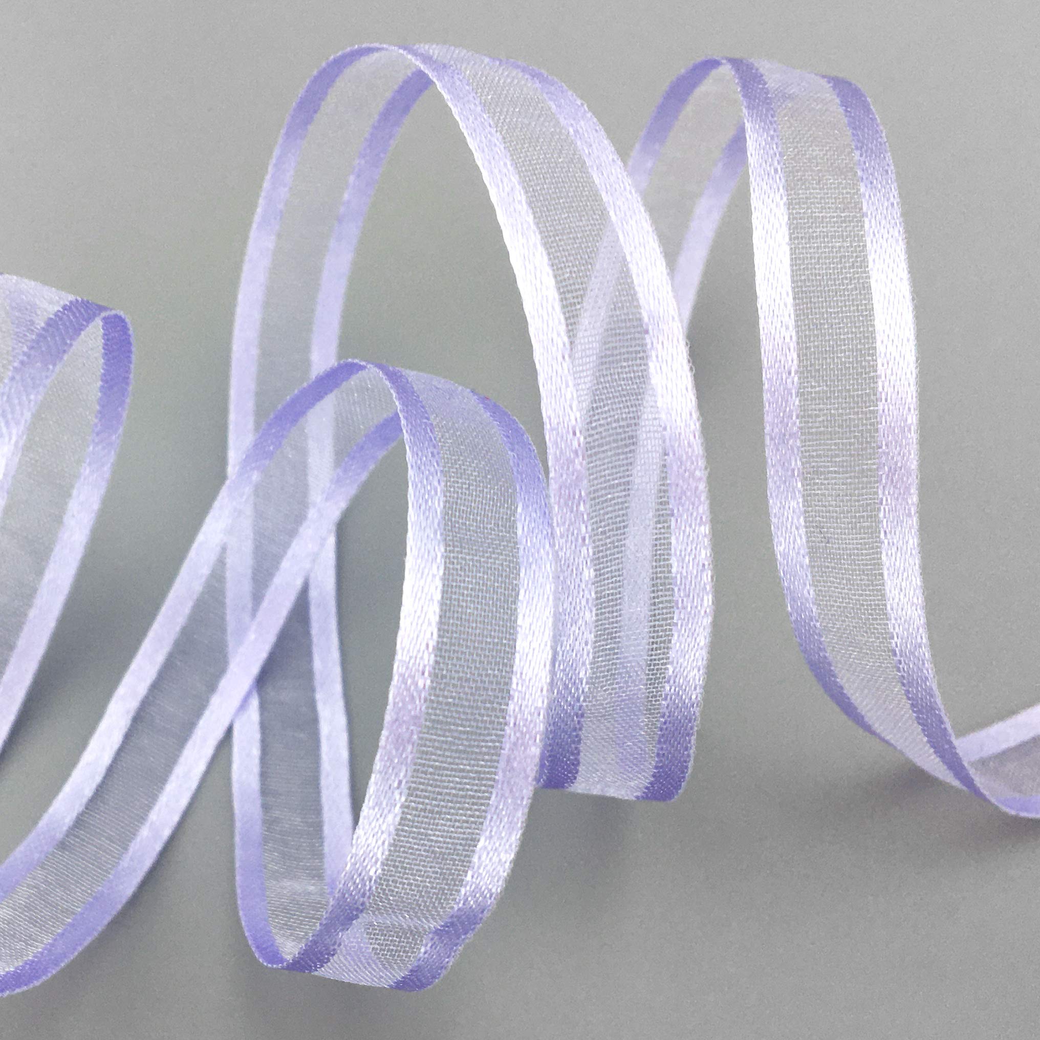 finemark 50 m x 10 mm Chiffon Ribbon with Satin Edge Lilac (82) Chiffon Decorative Ribbon Gift Ribbon Semi-Transparent Shiny Wireless Organza