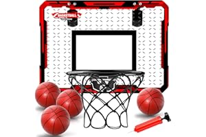 Doloowee Basketball Hoop Indoor for Kids, Mini Basketball Hoop with 4 Balls, Basketball Toys for 3 4 5 6 7 8 9 10 11 12 Year Old Boys