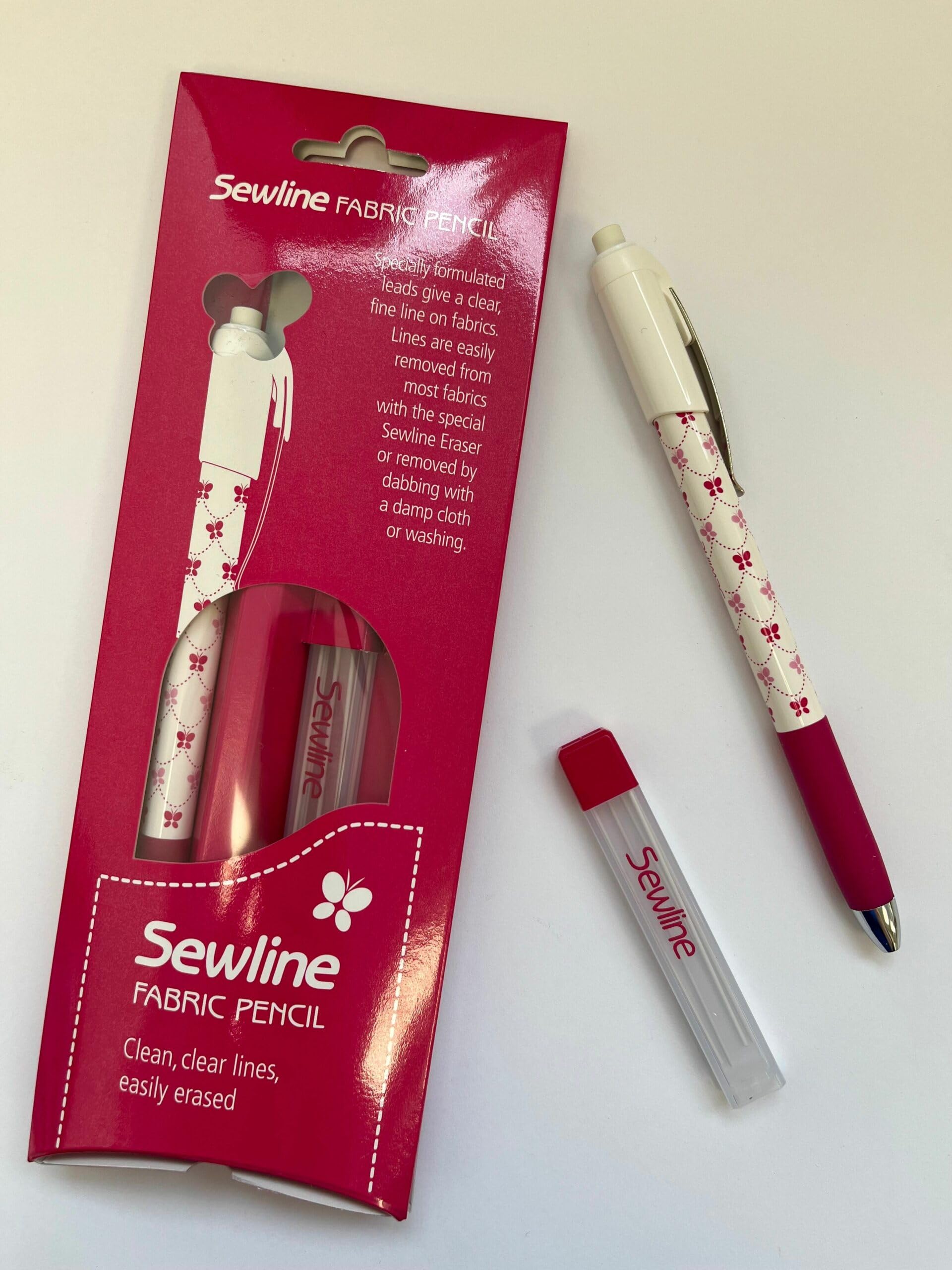 Premium Quality Sewline Mechanical Fabric Pencil White with Refil Leads Fabric Marker Fabrics Quilting Notion
