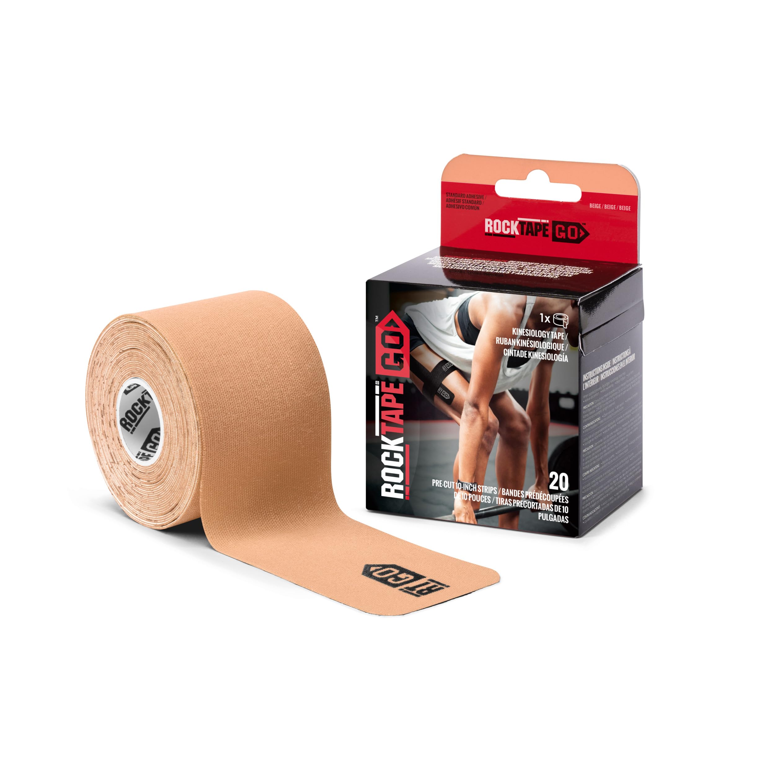 Photo 1 of RockTape Go Standard Adhesive Pre-Cut Kinesiology Tape (Beige)