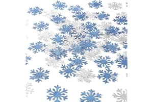 Snowflake Snow-White Party-Decorations Frozen Confetti - 100pcs Glitter Paper decor Christmas Silver Blue Table Confetti,Winter Wonderland Birthday Party Supplies New Year Decor Lasting Surprise