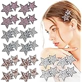 16 PCS Star Snap Hair Clips, Y2K Hair Accessories Non-slip Small Snap Hair Clips Fabric Diamond Alligator Hair Pins For Toddler Girls Women Metal Hair Barrettes
