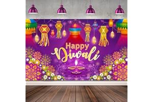 Clabby Happy Diwali Backdrop Banner Decor, Festival of Lights Party Photography Backdrop Decorations for Happy Diwali Party Indian Deepavali Lights Diyas Decor Supplies, 72.8 x 43.3 Inch