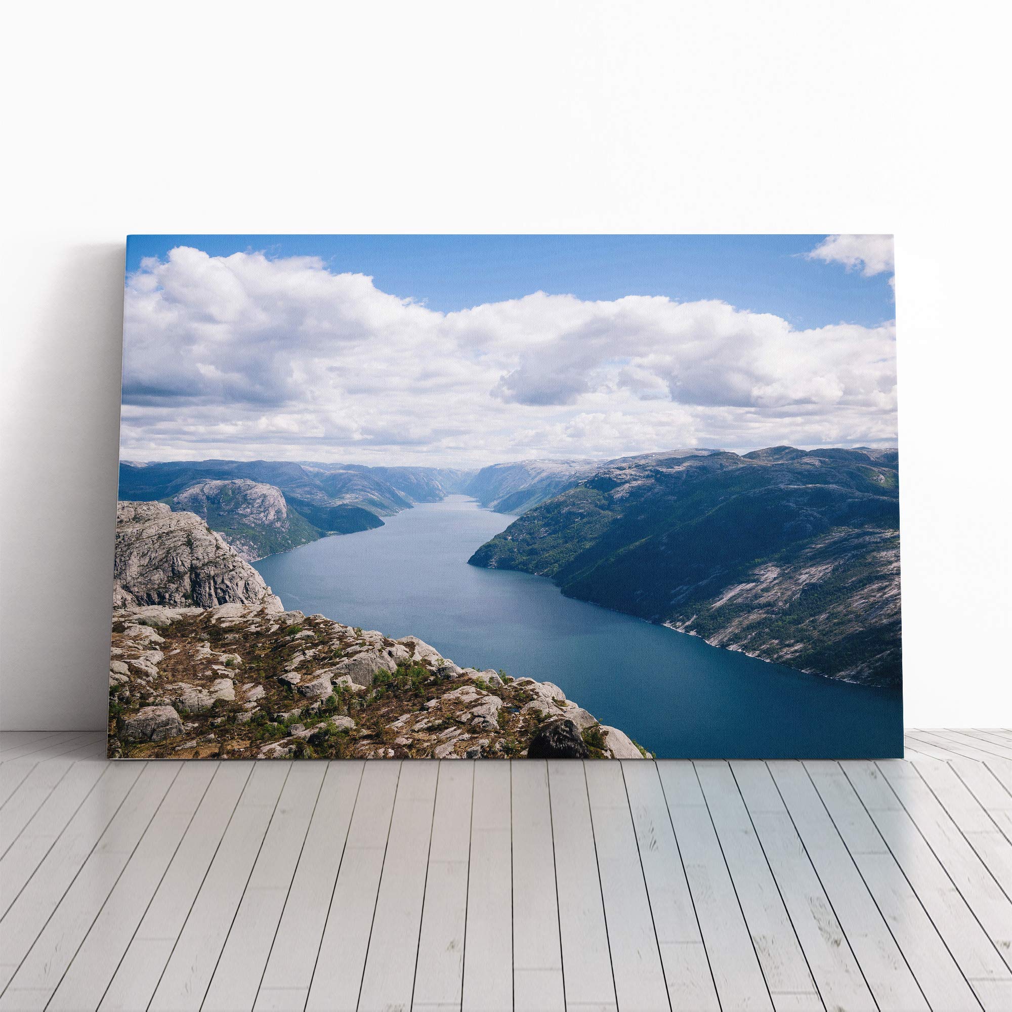 Idyllic Lake and Mountain Landscape (2) Canvas Print | Gallery Wrapped 30mm Frame Wall Art | 20x14 inches | Ready to Hang | Modern Landscape Picture | Living Room Bedroom Lounge Office