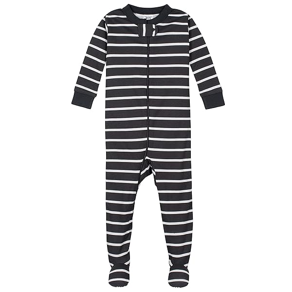 GERBER BABY BOYS’ 2-PACK FOOTED PAJAMAS, GREY DINOS BLACK STRIPE GREY, 24 MONTHS