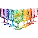 KX-WARE Iceberg Acrylic All-Purpose Wine Glasses, 12-ounce Plastic Stem Wine Glasses, set of 8 Multicolor