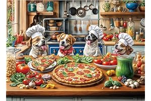 TangMosaic Funny Dog Pizza Jigsaw Puzzle, 1000 Piece Puzzle for Adults, Food Kitchen Puzzles, Animal Pet Lover Challenging Puzzles, Interlock Perfectly No Dust, Gifts for Valentine's Day Easter