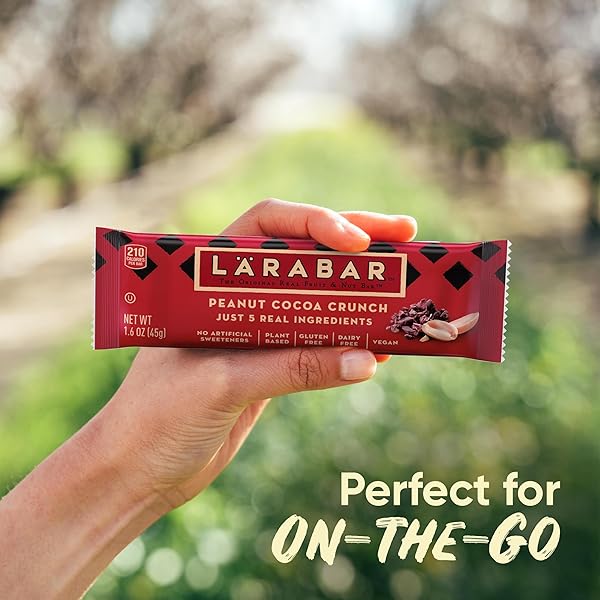 LARABAR PEANUT COCOA CRUNCH BARS, VEGAN AND GLUTEN FREE SNACKS, 6 CT, 9.6 OZ
