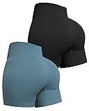 SALSPOR Workout Shorts Womens, Ribbed Seamless