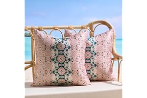 ExlizonDeco Boho Throw Pillow Covers 16×16 Inches Set of 2 Waterproof Decorative Pillowcases Spring Summer Outdoor Cushion Co