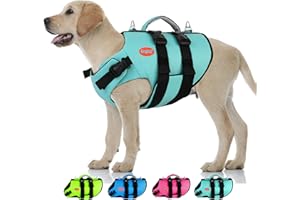 Doglay Dog Life Jacket Neoprene, High Buoyancy Dog Harness Life Vest for Swimming and Boating, Adjustable Swim Vest with Rescue Handle for Small Medium Large Dogs