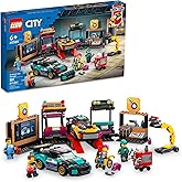 LEGO City Custom Car Garage 60389, Toy Garage Building Set with 2 Customizable Cars and Car Accessories, Pretend Play Mechanic Toy with 4 Minifigures, Gift Idea for Christmas for 6 Year Old Kids